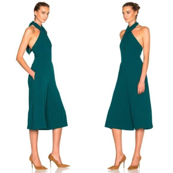 NICHOLAS Halter Split Jumpsuit in Green Women Size 4 - Picture 2 of 9